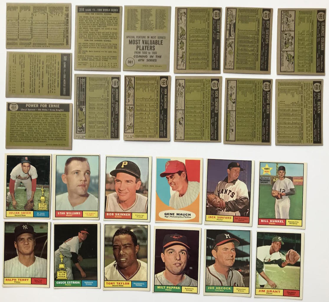 Lot of (85) 1961 Topps Baseball Cards with #361B Checklist, 1961 Topps #309 World Series Game 4, 1961 Topps #313 World Series Summary / Winners Celebrate, 1961 Topps #310 World Series Game 5 / Roy Face at PristineAuction.com Lot of (85) 1961 Topps Baseball Cards with #361B Checklist, 1961 Topps #309 World Series Game 4, 1961 Topps #313 World Series Summary / Winners Celebrate, 1961 Topps #310 World Series Game 5 / Roy Face at PristineAuction.com