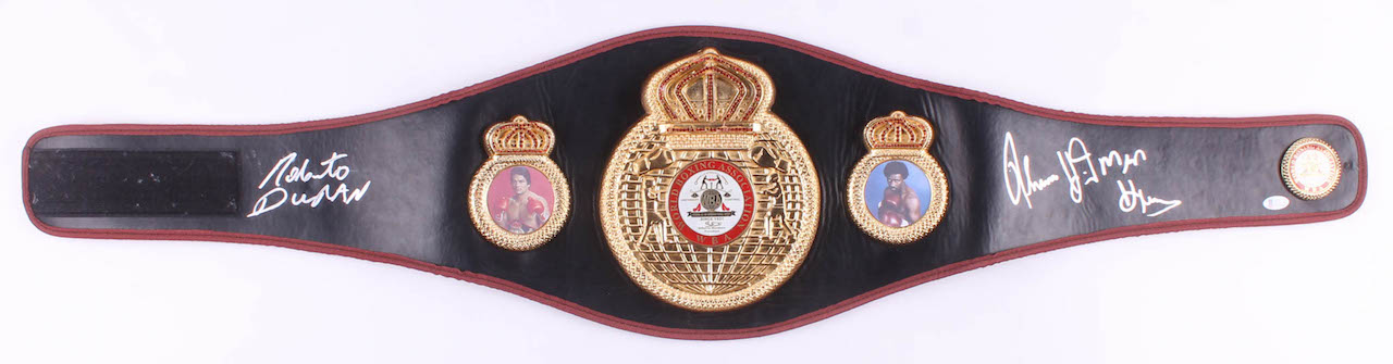 Thomas Hearns & Roberto Duran Signed WBA Full-Size Heavyweight Championship Belt (Beckett COA) at PristineAuction.com Thomas Hearns & Roberto Duran Signed WBA Full-Size Heavyweight Championship Belt (Beckett COA) at PristineAuction.com