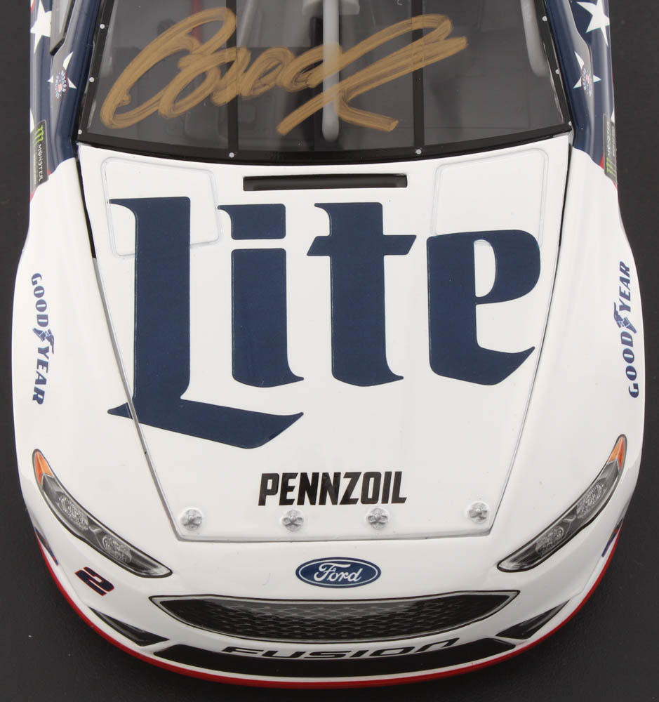 Brad Keselowski Signed 2018 NASCAR #2 Miller Lite - Patriotic - 1:24 Premium Action Diecast Car (PA COA) at PristineAuction.com Brad Keselowski Signed 2018 NASCAR #2 Miller Lite - Patriotic - 1:24 Premium Action Diecast Car (PA COA) at PristineAuction.com