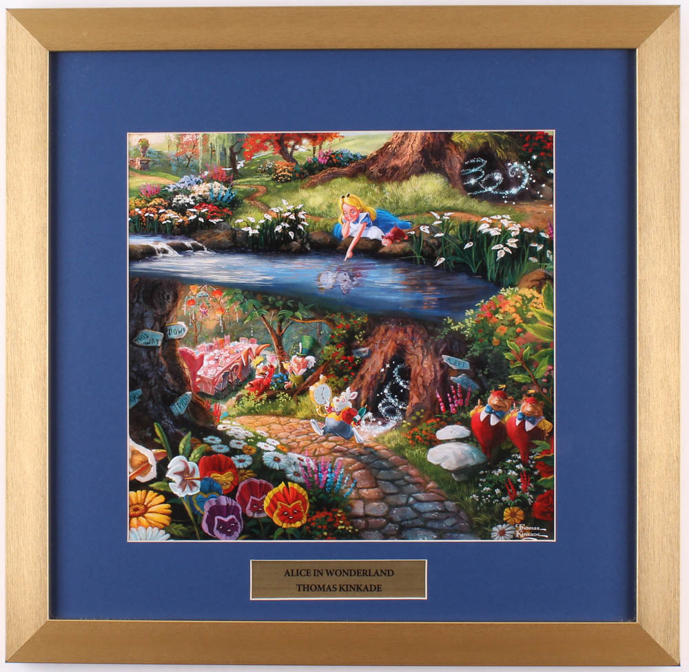 Thomas Kinkade Walt Disney's "Alice In Wonderland" 17.5x18 Custom Framed Print Display at PristineAuction.com Thomas Kinkade Walt Disney's "Alice In Wonderland" 17.5x18 Custom Framed Print Display at PristineAuction.com