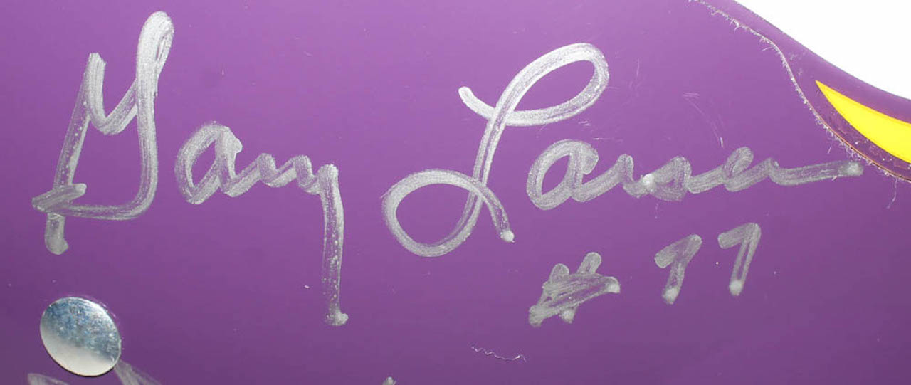 Minnesota Vikings Full-Size Throwback Suspension Helmet Team-Signed by (5) with Alan Page, Carl Eller, Jim Marshall, Gary Larsen, Mick Tingelhoff (JSA COA) at PristineAuction.com Minnesota Vikings Full-Size Throwback Suspension Helmet Team-Signed by (5) with Alan Page, Carl Eller, Jim Marshall, Gary Larsen, Mick Tingelhoff (JSA COA) at PristineAuction.com