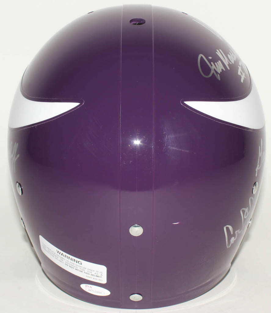 Minnesota Vikings Full-Size Throwback Suspension Helmet Team-Signed by (5) with Alan Page, Carl Eller, Jim Marshall, Gary Larsen, Mick Tingelhoff (JSA COA) at PristineAuction.com Minnesota Vikings Full-Size Throwback Suspension Helmet Team-Signed by (5) with Alan Page, Carl Eller, Jim Marshall, Gary Larsen, Mick Tingelhoff (JSA COA) at PristineAuction.com