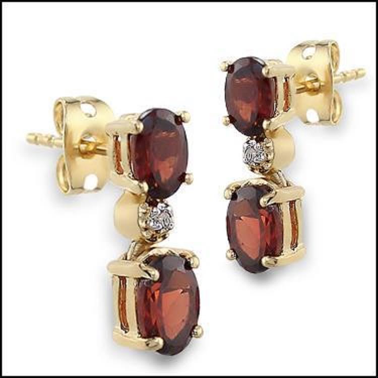 2.52 CTW Garnet & Diamond 18K Gold Plated Designer Earrings | Estimated Value $1,119 (AMG) at PristineAuction.com 2.52 CTW Garnet & Diamond 18K Gold Plated Designer Earrings | Estimated Value $1,119 (AMG) at PristineAuction.com