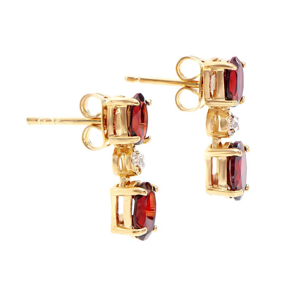 2.52 CTW Garnet & Diamond 18K Gold Plated Designer Earrings | Estimated Value $1,119 (AMG) at PristineAuction.com 2.52 CTW Garnet & Diamond 18K Gold Plated Designer Earrings | Estimated Value $1,119 (AMG) at PristineAuction.com
