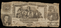 1861 $20 Twenty Dollars Confederate States of America Richmond CSA Bank Note at PristineAuction.com