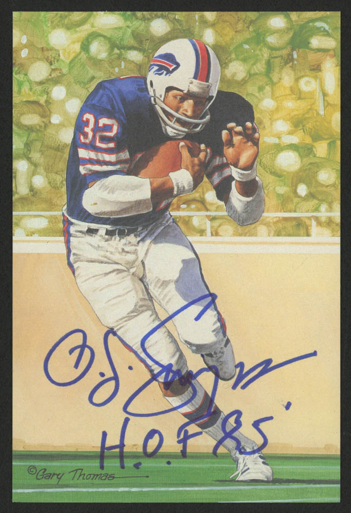 O.J. Simpson Signed 1994 LE Buffalo Bills 4x6 Pro Football Hall of Fame Art Collection Card Inscribed "H.O.F 85" (JSA COA) at PristineAuction.com O.J. Simpson Signed 1994 LE Buffalo Bills 4x6 Pro Football Hall of Fame Art Collection Card Inscribed "H.O.F 85" (JSA COA) at PristineAuction.com