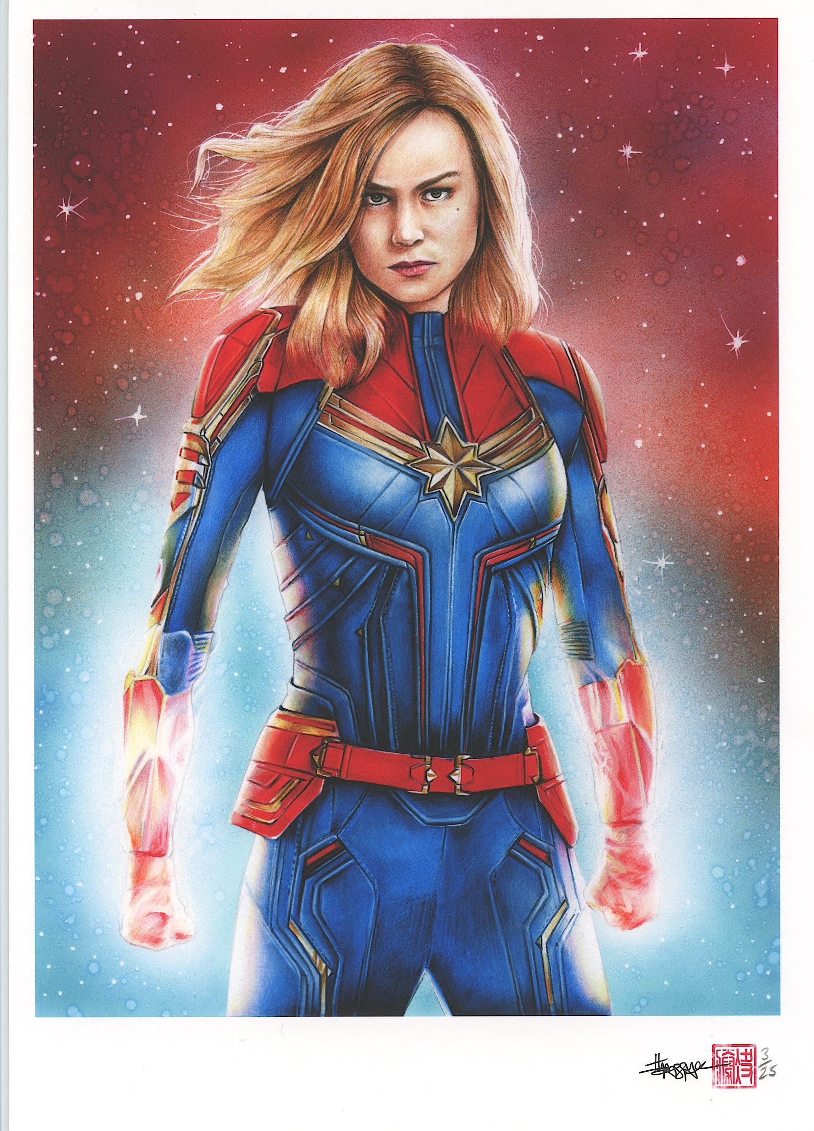Thang Nguyen - Captain Marvel 8x12 Signed Limited Edition Giclee on Fine Art Paper #/25 at PristineAuction.com Thang Nguyen - Captain Marvel 8x12 Signed Limited Edition Giclee on Fine Art Paper #/25 at PristineAuction.com