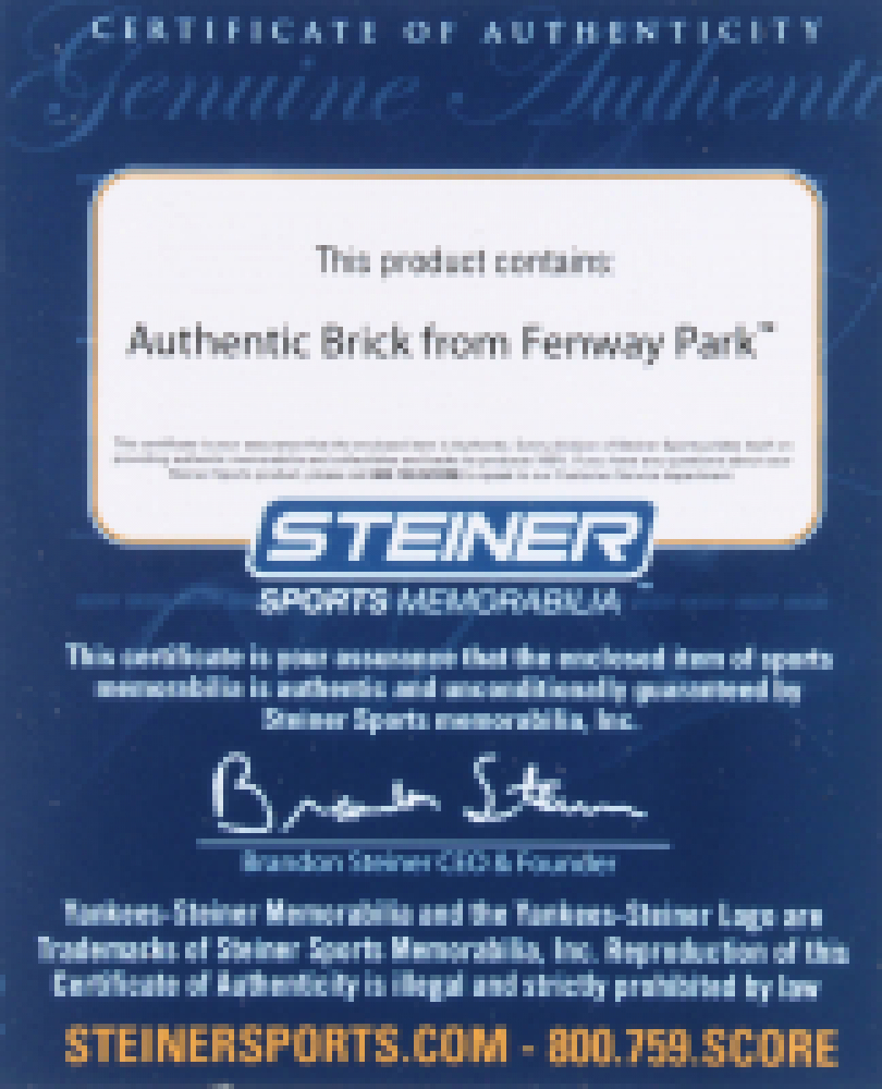 Authentic Game-Used Fenway Park Brick with High Quality Display Case (Steiner COA) at PristineAuction.com Authentic Game-Used Fenway Park Brick with High Quality Display Case (Steiner COA) at PristineAuction.com