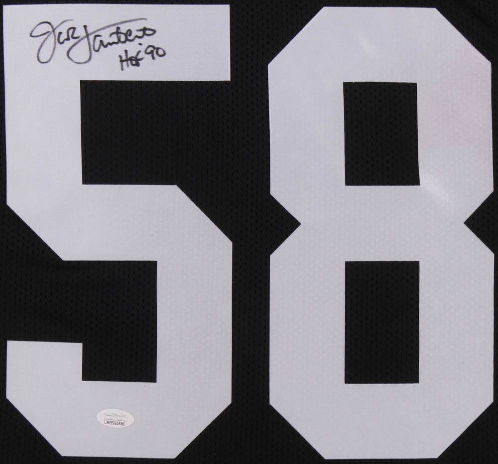Jack Lambert Signed Pittsburgh Steelers 35x43 Custom Framed Jersey Inscribed "HOF 90" (JSA COA) at PristineAuction.com Jack Lambert Signed Pittsburgh Steelers 35x43 Custom Framed Jersey Inscribed "HOF 90" (JSA COA) at PristineAuction.com