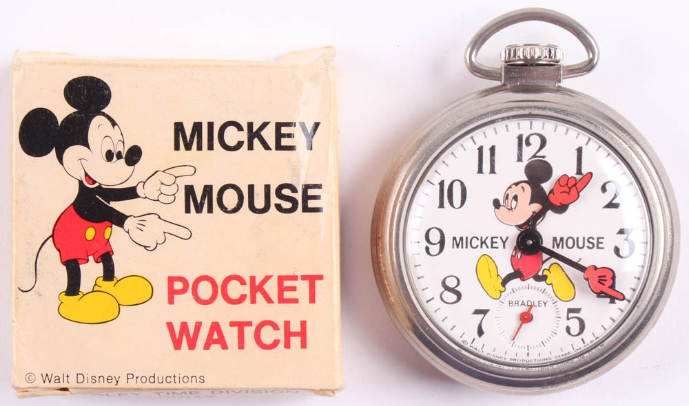 Vintage Disney Mickey Mouse Pocket Watch at PristineAuction.com Vintage Disney Mickey Mouse Pocket Watch at PristineAuction.com