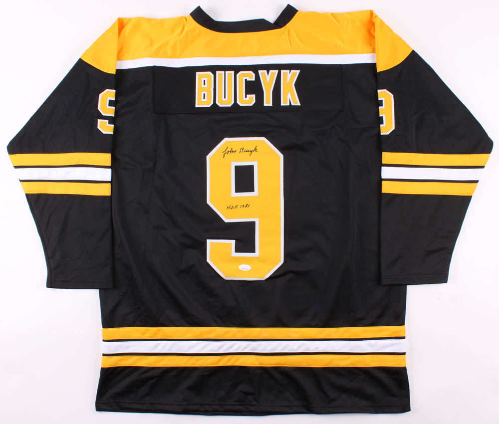 Johnny Bucyk Signed Boston Bruins Jersey Inscribed "H.O.F. 1981" (JSA COA) at PristineAuction.com Johnny Bucyk Signed Boston Bruins Jersey Inscribed "H.O.F. 1981" (JSA COA) at PristineAuction.com