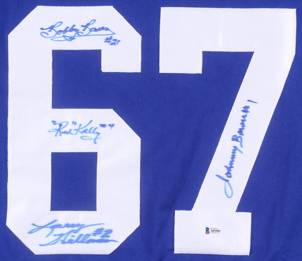 1967 Toronto Maple Leafs "Stanley Cup" Jersey Team-Signed by (4) With Red Kelly, Johnny Bower, Larry Hillman & Bobby Baun (Beckett LOA) at PristineAuction.com 1967 Toronto Maple Leafs "Stanley Cup" Jersey Team-Signed by (4) With Red Kelly, Johnny Bower, Larry Hillman & Bobby Baun (Beckett LOA) at PristineAuction.com