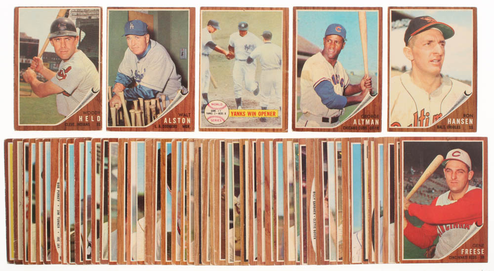 Lot of (54) 1962 Topps Baseball Cards with #217 Walter Alston MG, #215 Woody Held, #240 George Altman at PristineAuction.com Lot of (54) 1962 Topps Baseball Cards with #217 Walter Alston MG, #215 Woody Held, #240 George Altman at PristineAuction.com