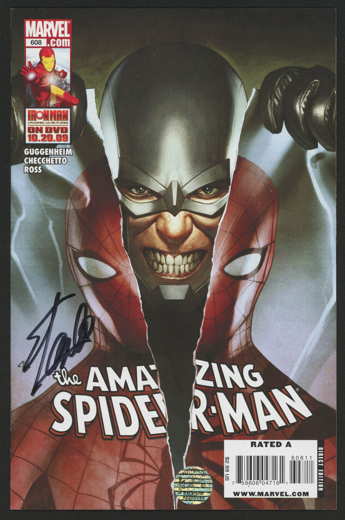 Stan Lee Signed 2009 "The Amazing Spiderman" Issue #608 Marvel Comic Book (Lee COA) at PristineAuction.com Stan Lee Signed 2009 "The Amazing Spiderman" Issue #608 Marvel Comic Book (Lee COA) at PristineAuction.com