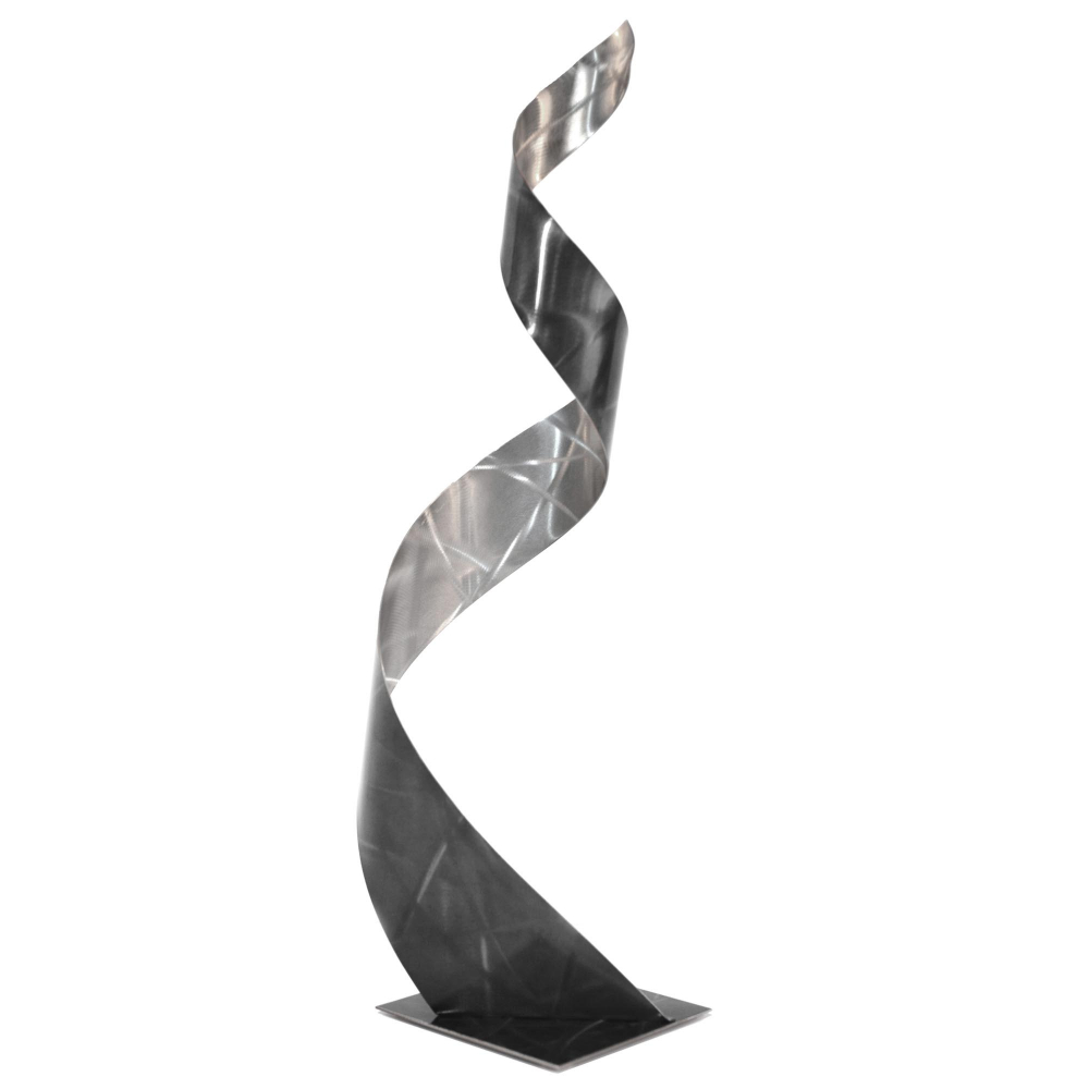 "Black Curl Sculpture" 9x9x35 Abstract Metal Art by Helena Martin