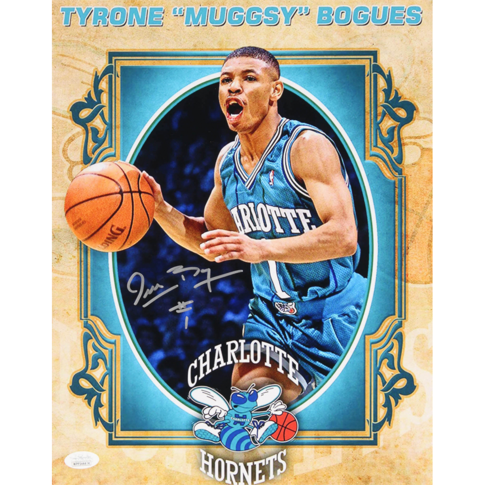 Muggsy Bogues Signed Charlotte Hornets 11x14 Photo (JSA COA) | Pristine ...