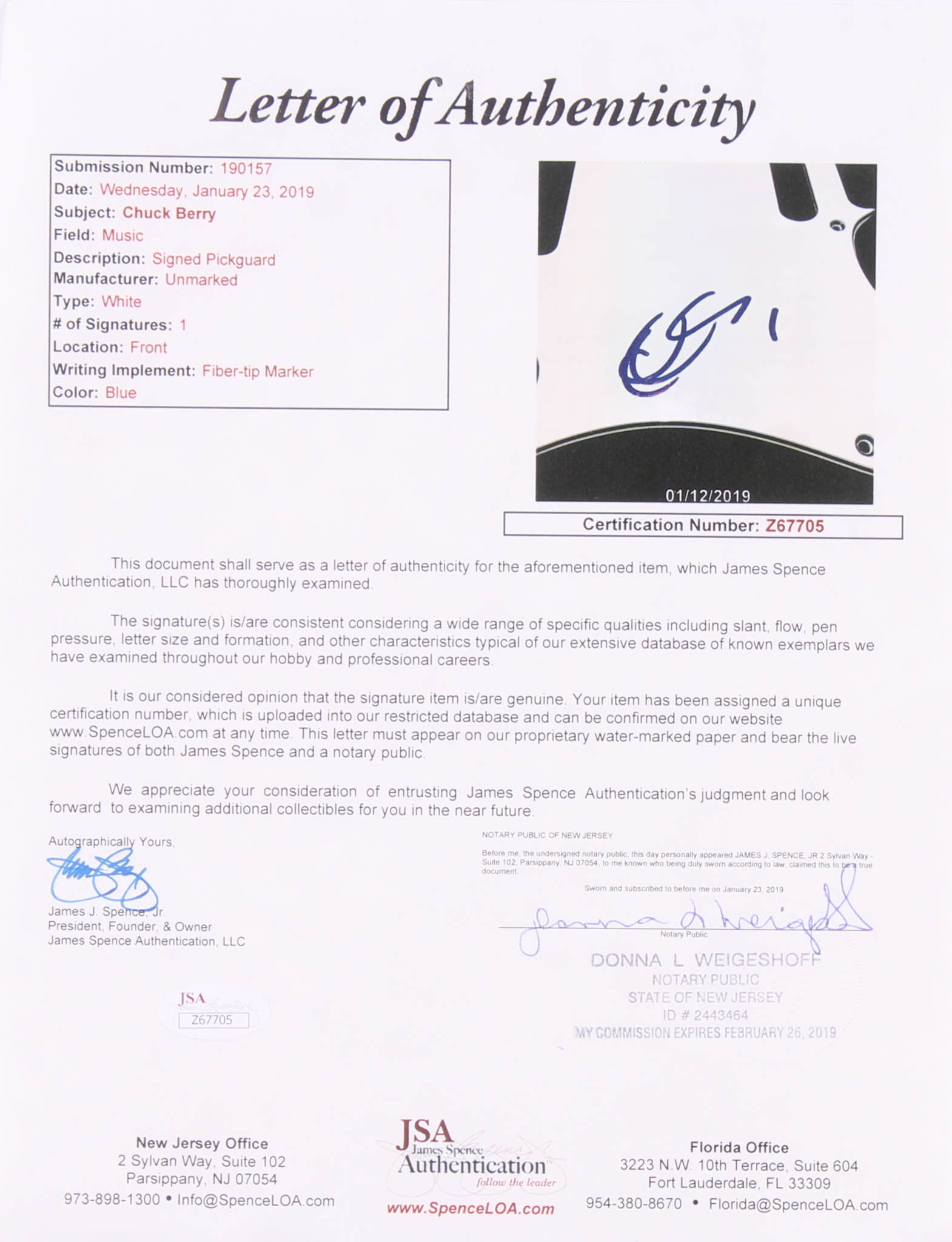 Chuck Berry Signed 39" Electric Guitar (JSA LOA) at PristineAuction.com Chuck Berry Signed 39" Electric Guitar (JSA LOA) at PristineAuction.com