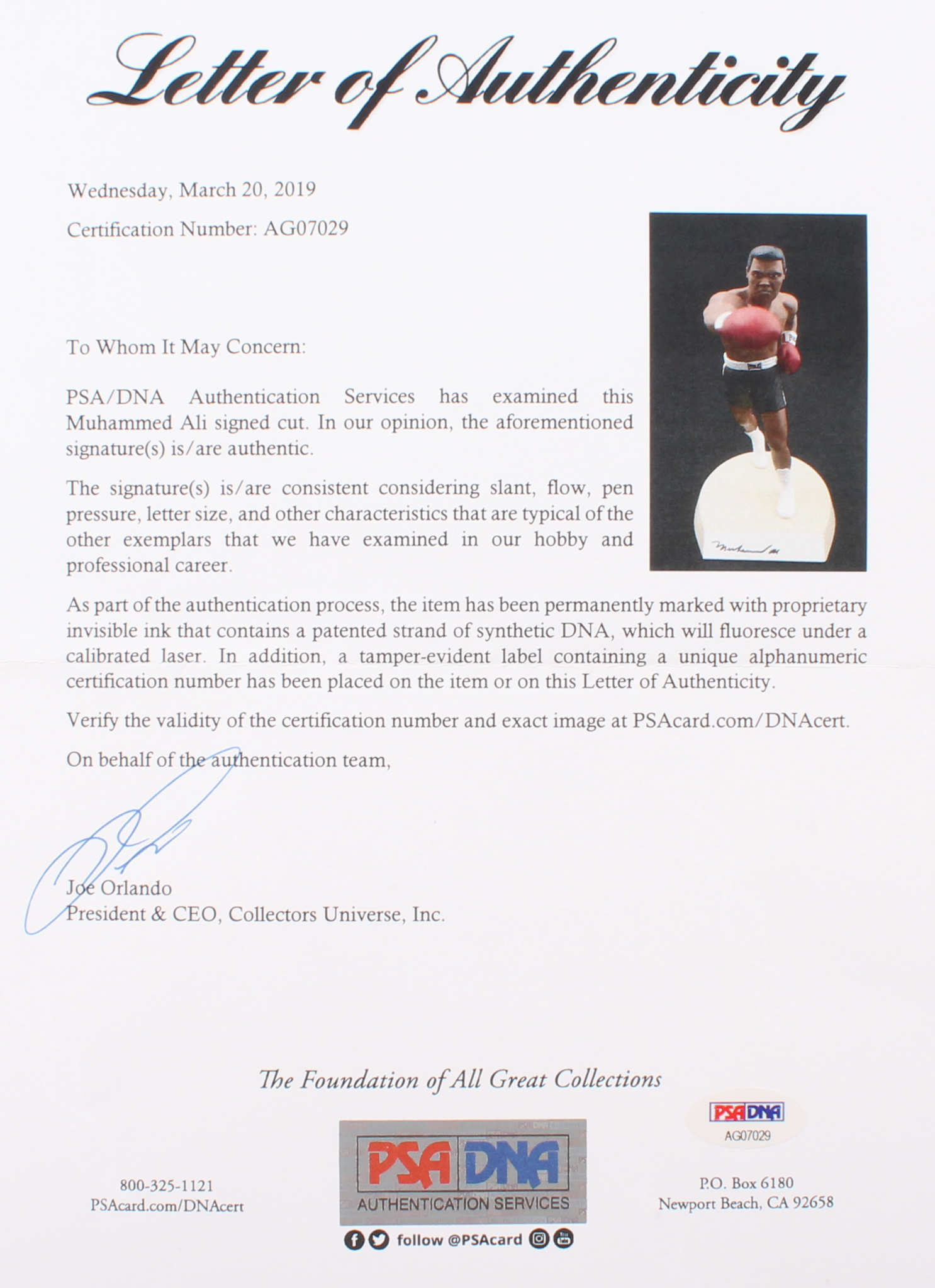 Muhammad Ali Signed LE 1990 Salvino Sports Legends "The Greatest" Figurine (PSA LOA) at PristineAuction.com Muhammad Ali Signed LE 1990 Salvino Sports Legends "The Greatest" Figurine (PSA LOA) at PristineAuction.com