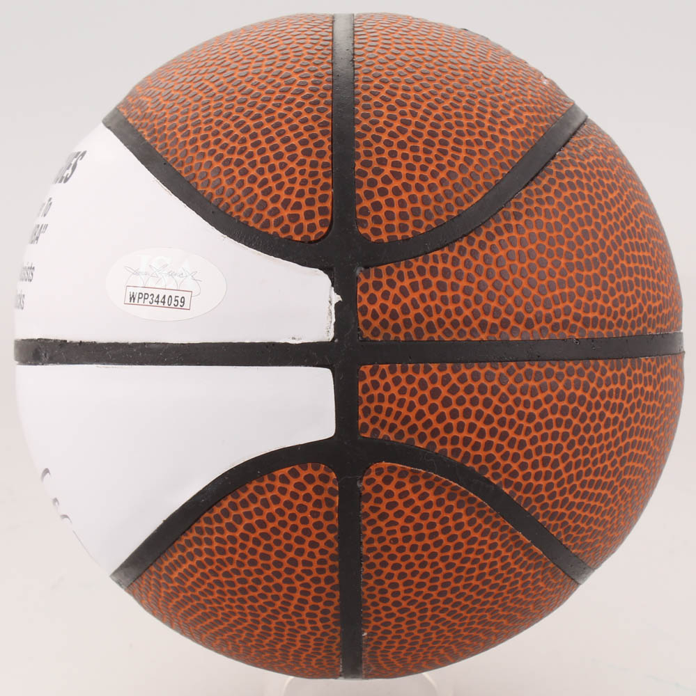 Muggsy Bogues Signed Career Highlight Stat Mini Basketball (JSA COA