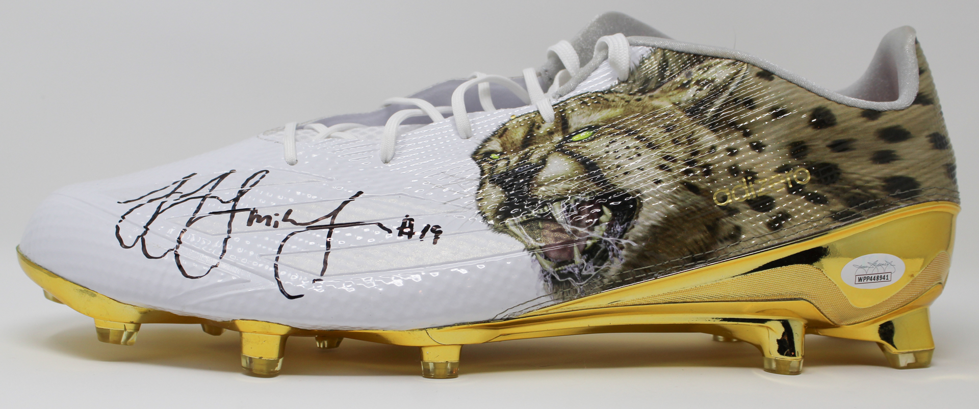 JuJu Smith-Schuster Signed Adidas Cheetah Low Top Cleat (JSA COA) at PristineAuction.com JuJu Smith-Schuster Signed Adidas Cheetah Low Top Cleat (JSA COA) at PristineAuction.com