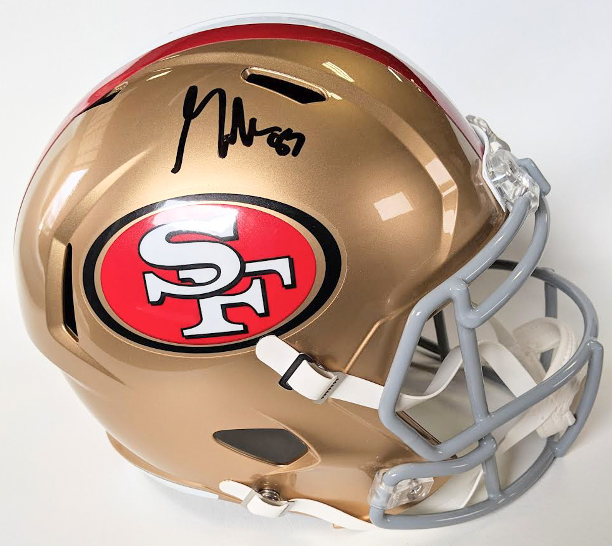 George Kittle Signed San Francisco 49ers Full-Size Speed Helmet (Beckett COA) at PristineAuction.com George Kittle Signed San Francisco 49ers Full-Size Speed Helmet (Beckett COA) at PristineAuction.com