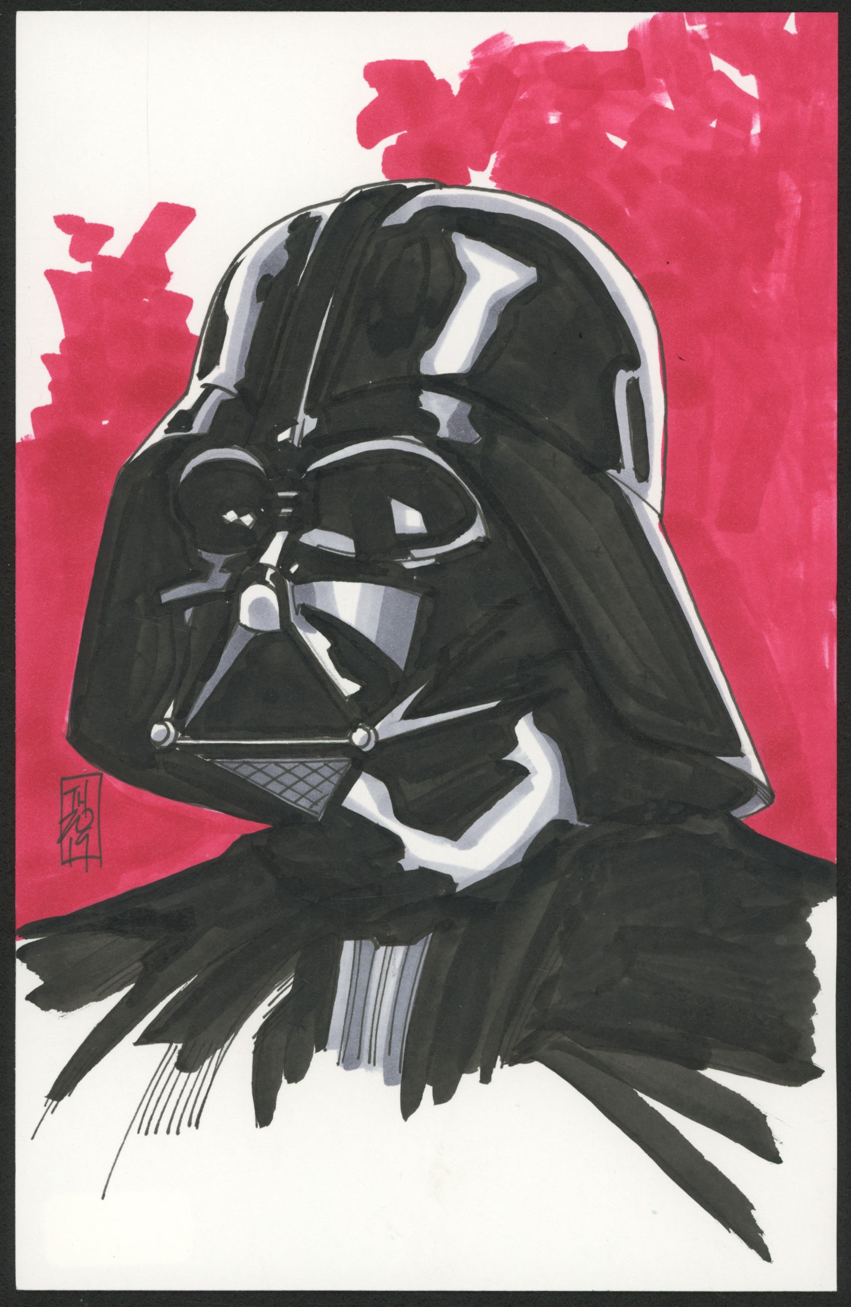 Tom Hodges - Darth Vader "Star Wars" Signed ORIGINAL 5.5" x 8.5" Color Drawing on Paper (1/1) at PristineAuction.com Tom Hodges - Darth Vader "Star Wars" Signed ORIGINAL 5.5" x 8.5" Color Drawing on Paper (1/1) at PristineAuction.com