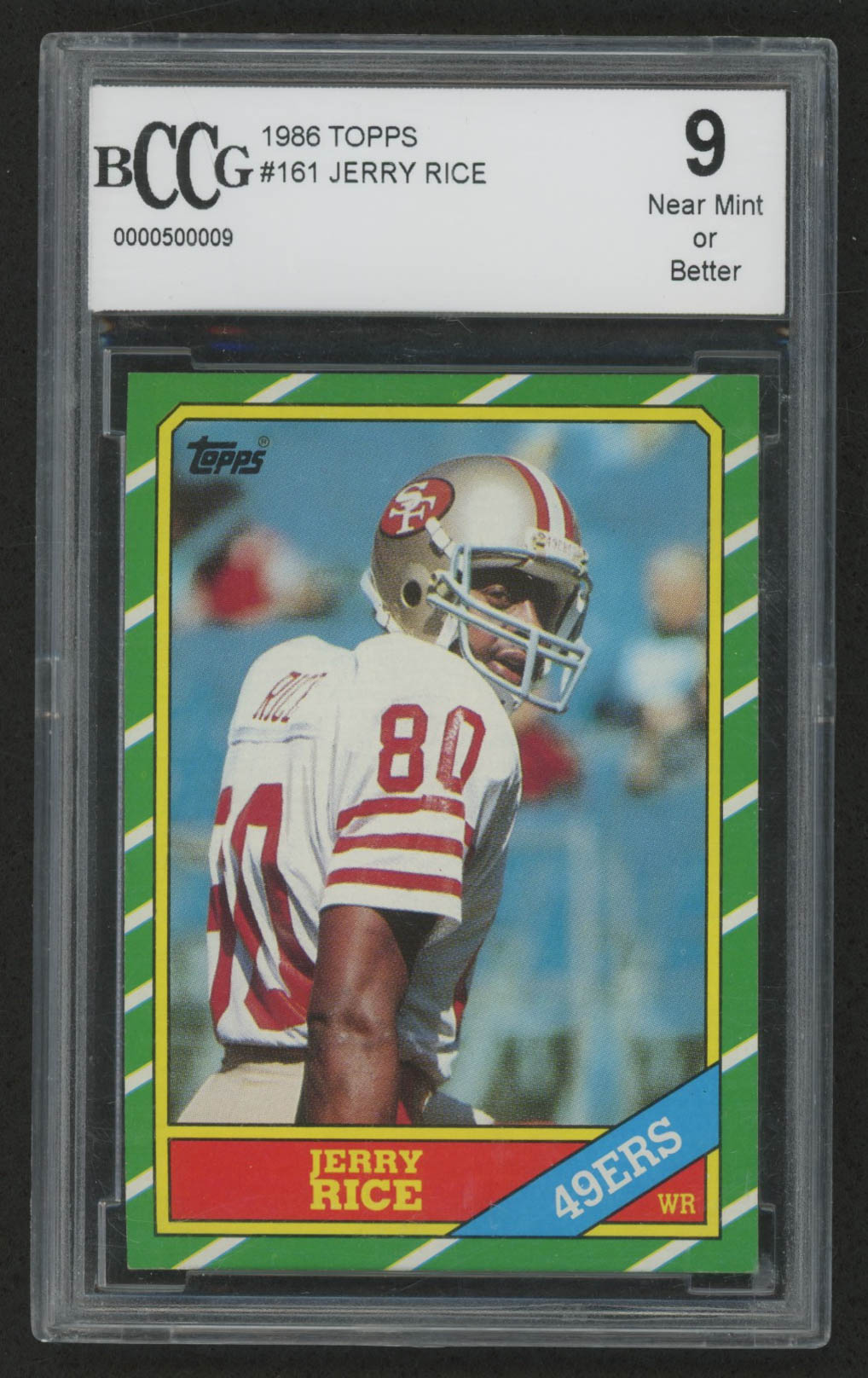 1986 Topps #161 Jerry Rice RC (BCCG 9) at PristineAuction.com 1986 Topps #161 Jerry Rice RC (BCCG 9) at PristineAuction.com