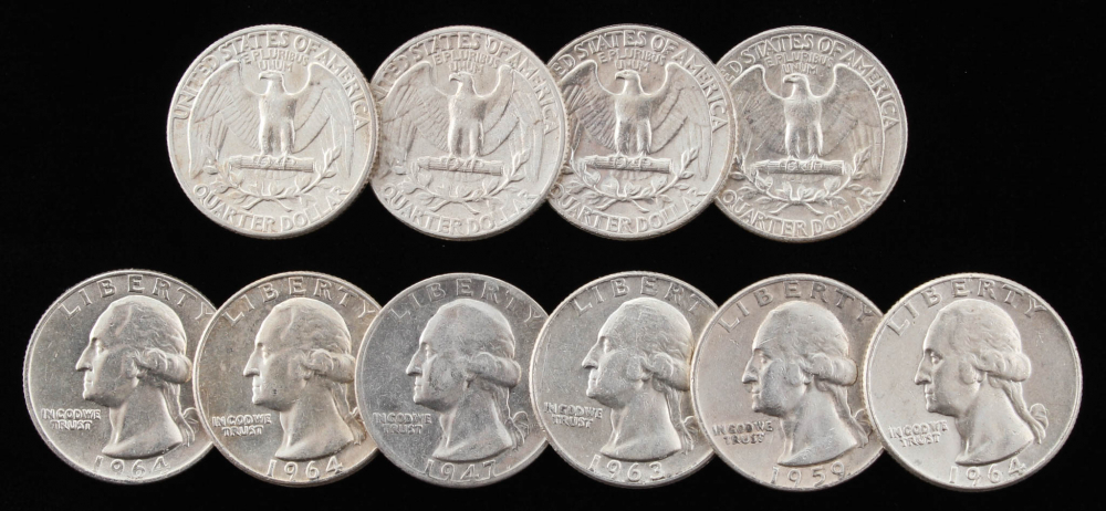Lot Of 10 Standing Liberty Silver Quarters 90/%