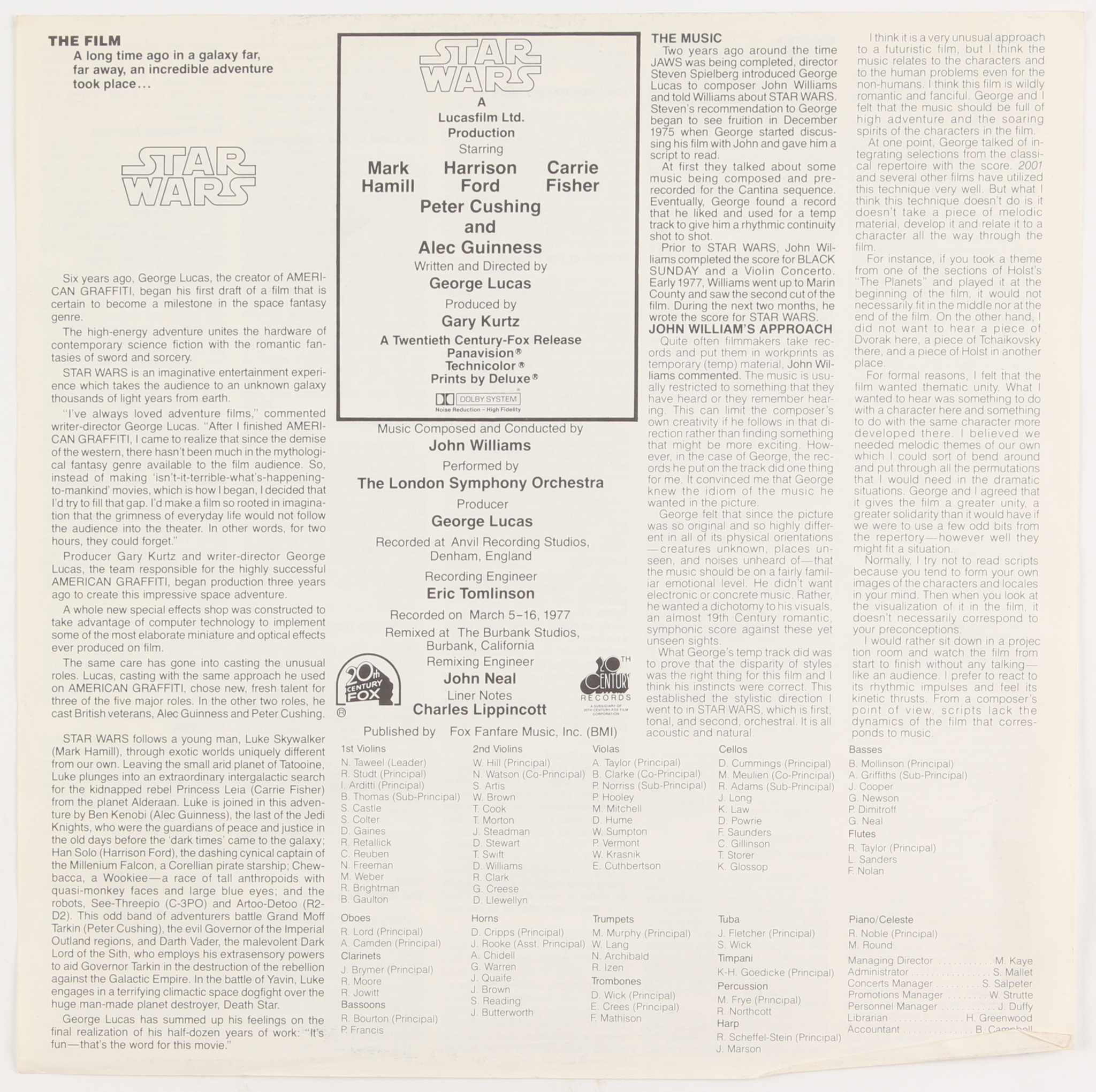 Vintage 1977 "Star Wars" Vinyl LP Soundtrack Record Album at PristineAuction.com Vintage 1977 "Star Wars" Vinyl LP Soundtrack Record Album at PristineAuction.com