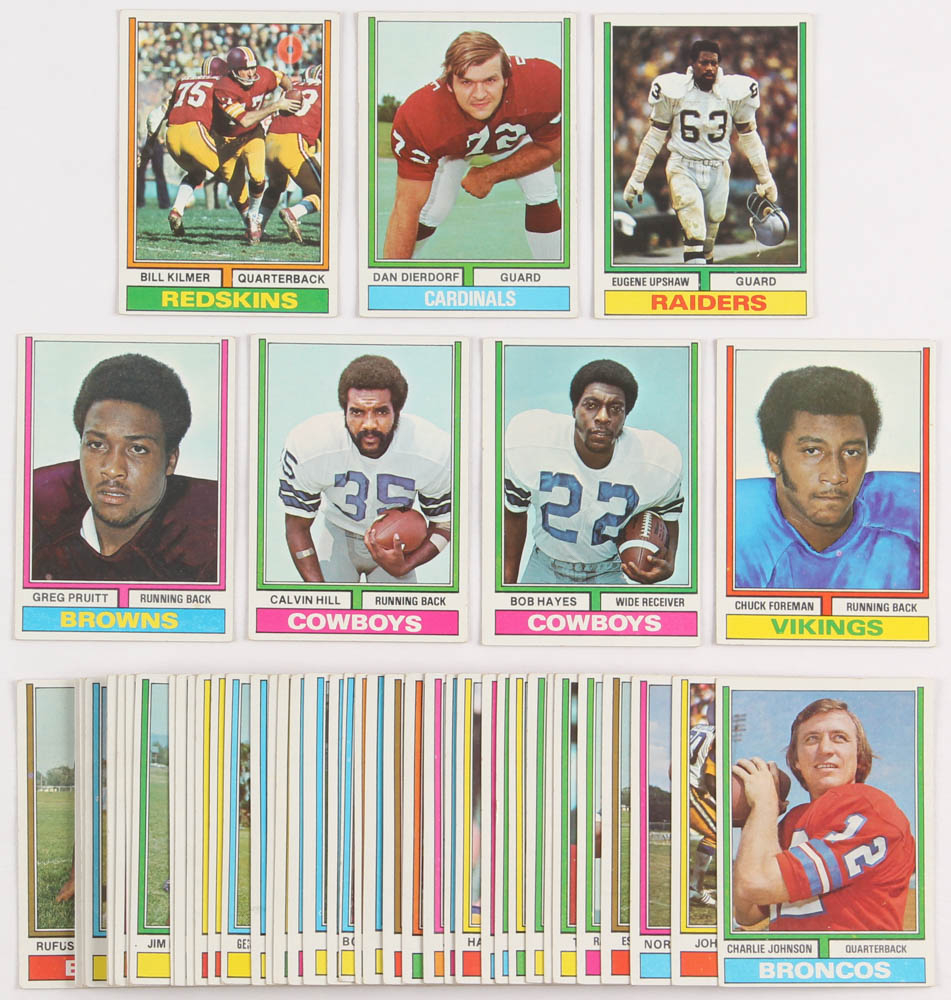 Complete Set of (50)  1974 Topps Parker Brothers Pro Draft Football Cards with #32 Dan Dierdorf, #28 Bob Hayes, #58 Billy Kilmer, #65 Gene Upshaw, #95 Calvin Hill, #113 Chuck Foreman