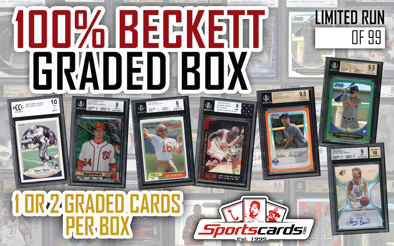 Sportscards.com "100% Beckett Graded Mystery Box" 1 or 2 BGS/BCCG Graded Cards Per Box! at PristineAuction.com Sportscards.com "100% Beckett Graded Mystery Box" 1 or 2 BGS/BCCG Graded Cards Per Box! at PristineAuction.com