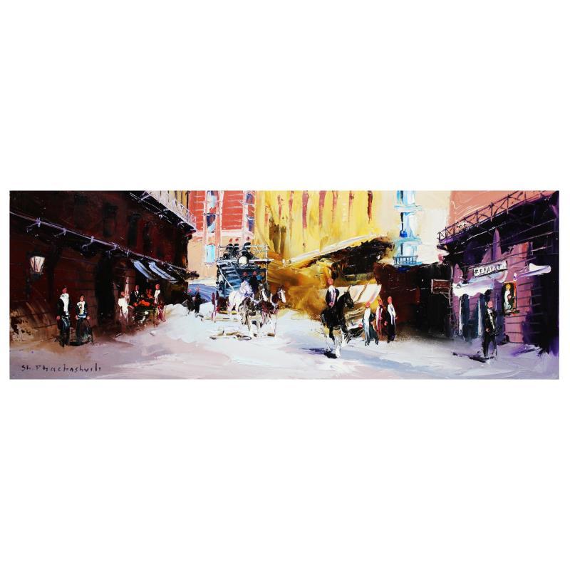 Shalva Phachoshvili Signed "Day Life" 8x20 Original Oil on Canvas (PA) at PristineAuction.com Shalva Phachoshvili Signed "Day Life" 8x20 Original Oil on Canvas (PA) at PristineAuction.com