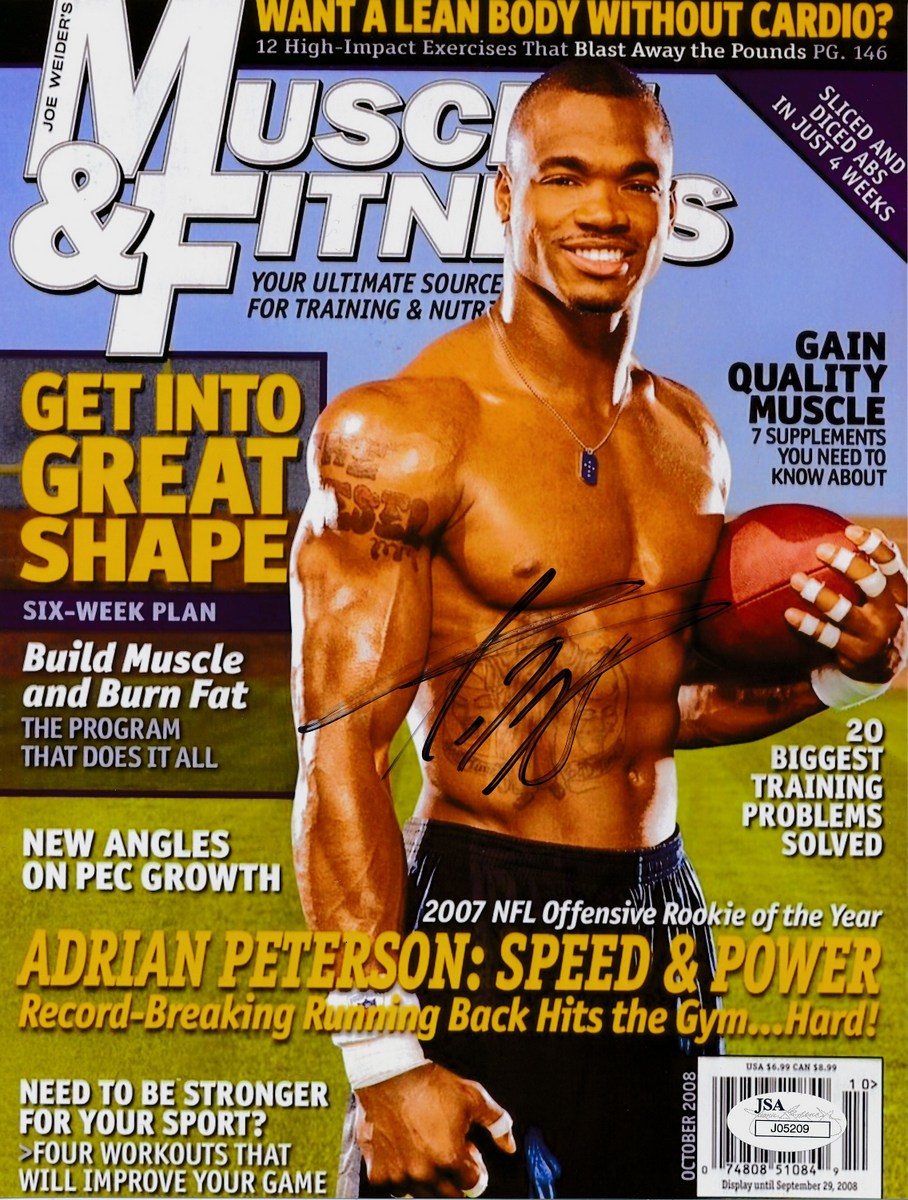 Adrian Peterson Signed Muscle & Fitness Magazine 8x10 Photo (JSA COA) at PristineAuction.com Adrian Peterson Signed Muscle & Fitness Magazine 8x10 Photo (JSA COA) at PristineAuction.com