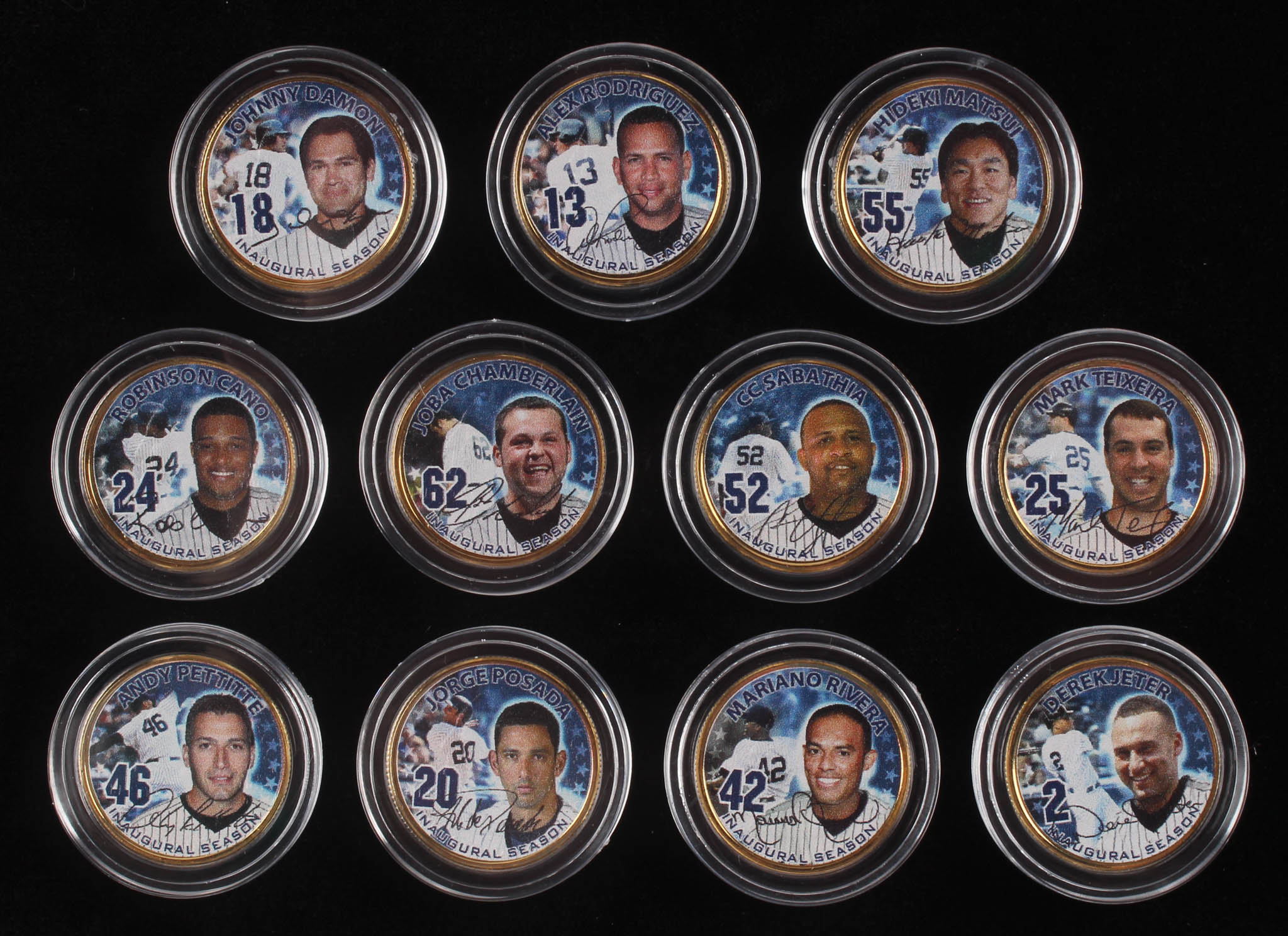 Set of (11) Yankees Stadium Inaugural Season Colorized New York Statehood Quarters with Derek Jeter, Alex Rodriguez, Mariano Rivera, Andy Pettitte, Hideki Matsui at PristineAuction.com Set of (11) Yankees Stadium Inaugural Season Colorized New York Statehood Quarters with Derek Jeter, Alex Rodriguez, Mariano Rivera, Andy Pettitte, Hideki Matsui at PristineAuction.com