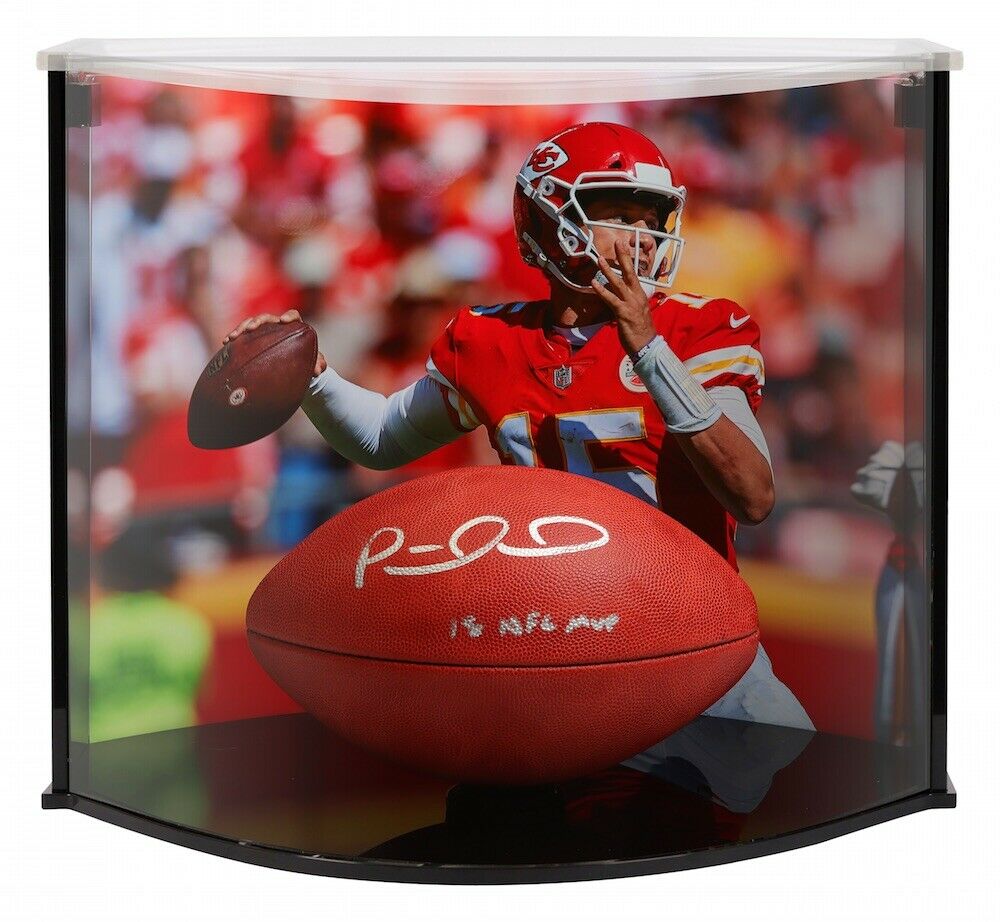 Patrick Mahomes Signed "The Duke" Official NFL Game Ball Inscribed "18 NFL MVP" with Curve Display Case (Fanatics Hologram) at PristineAuction.com Patrick Mahomes Signed "The Duke" Official NFL Game Ball Inscribed "18 NFL MVP" with Curve Display Case (Fanatics Hologram) at PristineAuction.com