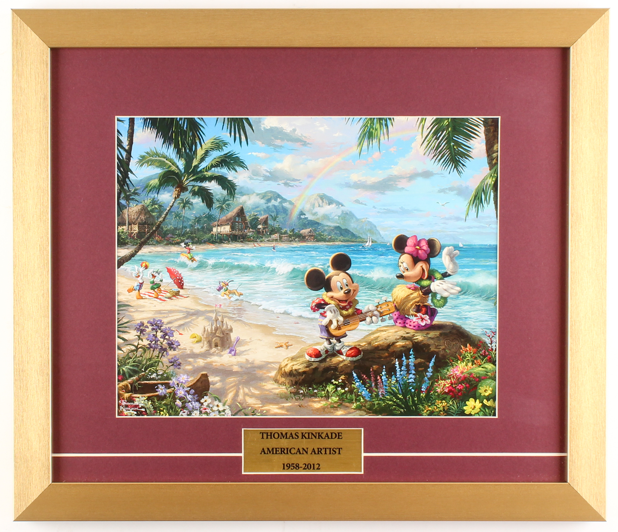 Thomas Kinkade Walt Disney's "Mickey & Minnie Mouse" 15.5x18 Custom Framed Print at PristineAuction.com Thomas Kinkade Walt Disney's "Mickey & Minnie Mouse" 15.5x18 Custom Framed Print at PristineAuction.com