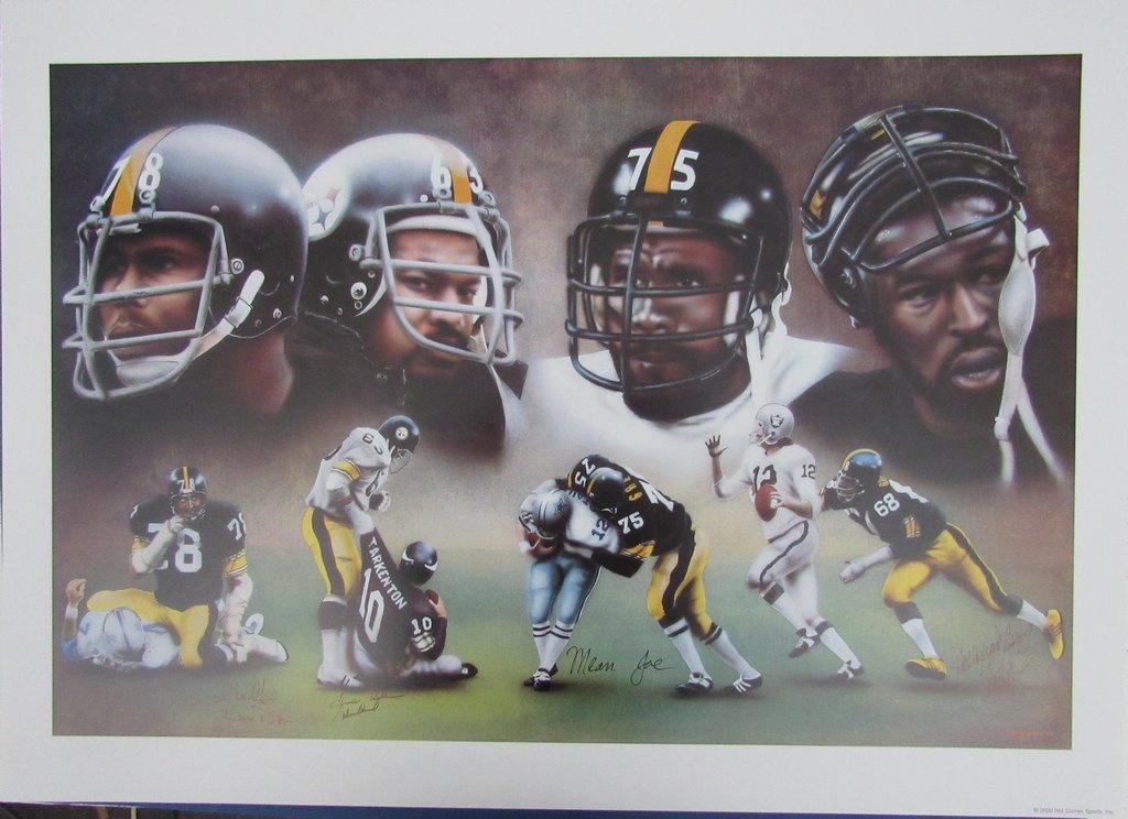 Pittsburgh Steelers "Steel Curtain" Signed 24x33 Lithograph Signed by (4) with Mean Joe Greene, Ernie Holmes, L.C. Greenwood & Dwight White (JSA LOA) at PristineAuction.com Pittsburgh Steelers "Steel Curtain" Signed 24x33 Lithograph Signed by (4) with Mean Joe Greene, Ernie Holmes, L.C. Greenwood & Dwight White (JSA LOA) at PristineAuction.com