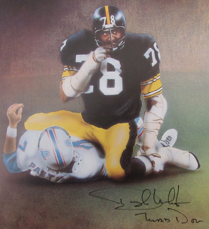 Pittsburgh Steelers "Steel Curtain" Signed 24x33 Lithograph Signed by (4) with Mean Joe Greene, Ernie Holmes, L.C. Greenwood & Dwight White (JSA LOA) at PristineAuction.com Pittsburgh Steelers "Steel Curtain" Signed 24x33 Lithograph Signed by (4) with Mean Joe Greene, Ernie Holmes, L.C. Greenwood & Dwight White (JSA LOA) at PristineAuction.com
