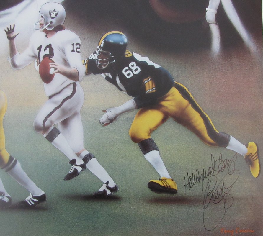Pittsburgh Steelers "Steel Curtain" Signed 24x33 Lithograph Signed by (4) with Mean Joe Greene, Ernie Holmes, L.C. Greenwood & Dwight White (JSA LOA) at PristineAuction.com Pittsburgh Steelers "Steel Curtain" Signed 24x33 Lithograph Signed by (4) with Mean Joe Greene, Ernie Holmes, L.C. Greenwood & Dwight White (JSA LOA) at PristineAuction.com