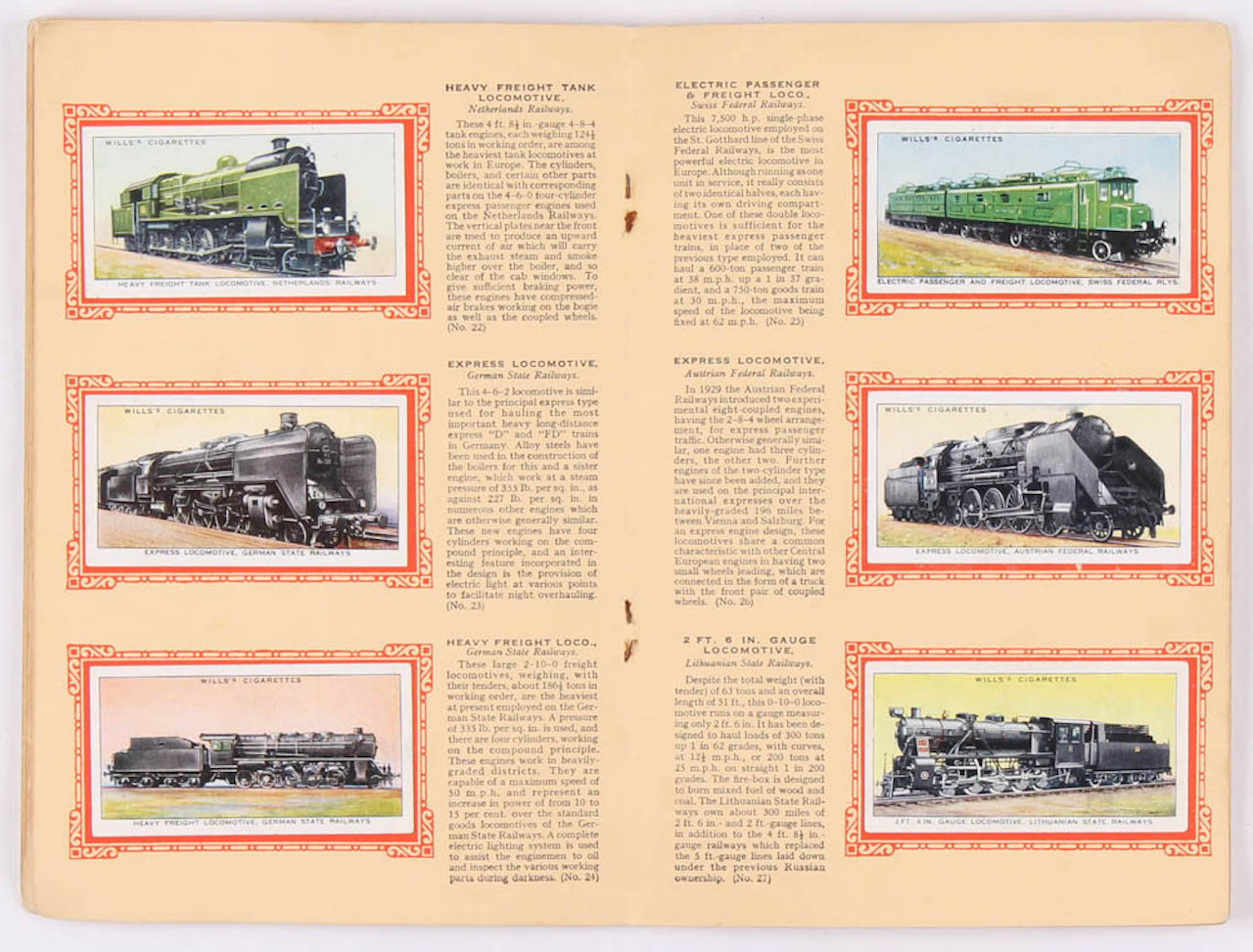Complete Set of (50) 1936 Will's "Railway Locomotive Engines" Cigarette Cards with Original Album at PristineAuction.com Complete Set of (50) 1936 Will's "Railway Locomotive Engines" Cigarette Cards with Original Album at PristineAuction.com