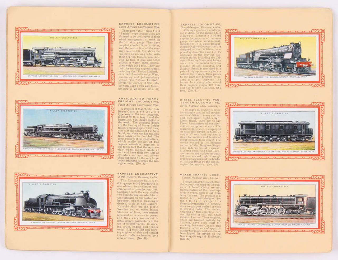 Complete Set of (50) 1936 Will's "Railway Locomotive Engines" Cigarette Cards with Original Album at PristineAuction.com Complete Set of (50) 1936 Will's "Railway Locomotive Engines" Cigarette Cards with Original Album at PristineAuction.com