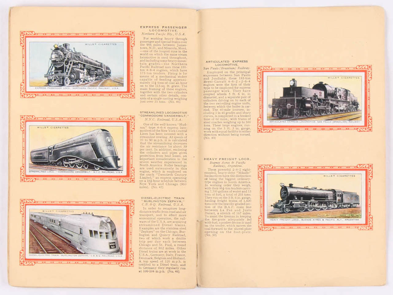 Complete Set of (50) 1936 Will's "Railway Locomotive Engines" Cigarette Cards with Original Album at PristineAuction.com Complete Set of (50) 1936 Will's "Railway Locomotive Engines" Cigarette Cards with Original Album at PristineAuction.com