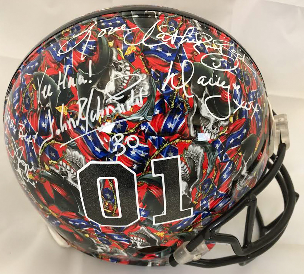 Tom Wopat, Catherine Bath & John Schneider Signed "Dukes of Hazzard" Full-Size Authentic On-Field Speed Helmet (JSA COA) at PristineAuction.com Tom Wopat, Catherine Bath & John Schneider Signed "Dukes of Hazzard" Full-Size Authentic On-Field Speed Helmet (JSA COA) at PristineAuction.com
