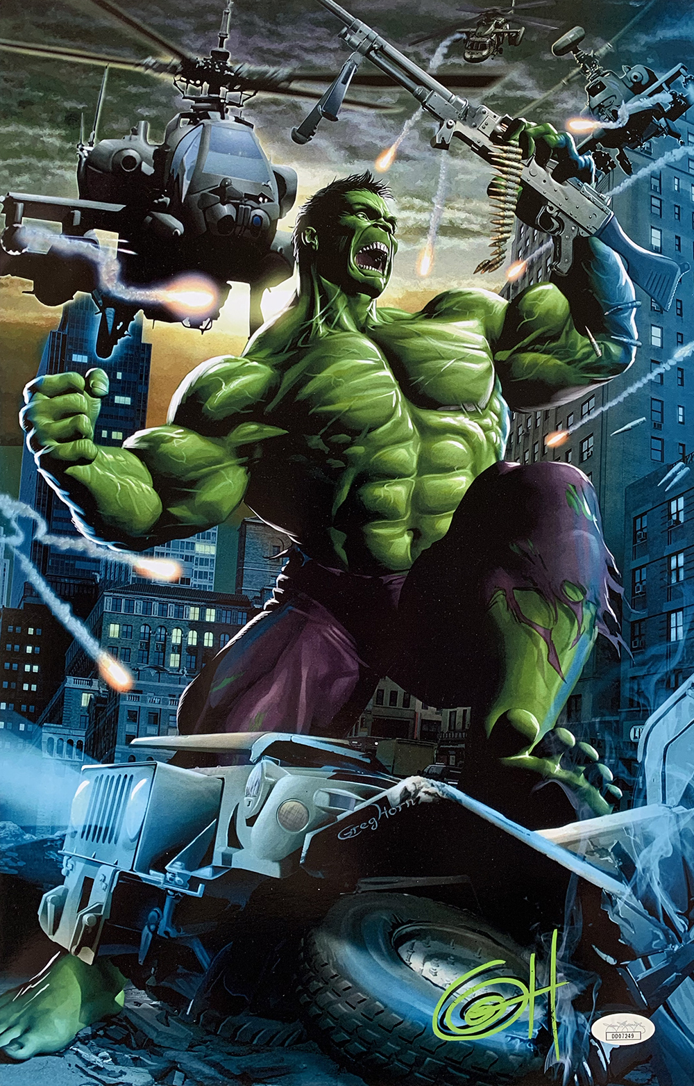 Greg Horn Signed Marvel "Hulk City Rampage" 11x17 Lithograph (JSA COA) at PristineAuction.com Greg Horn Signed Marvel "Hulk City Rampage" 11x17 Lithograph (JSA COA) at PristineAuction.com