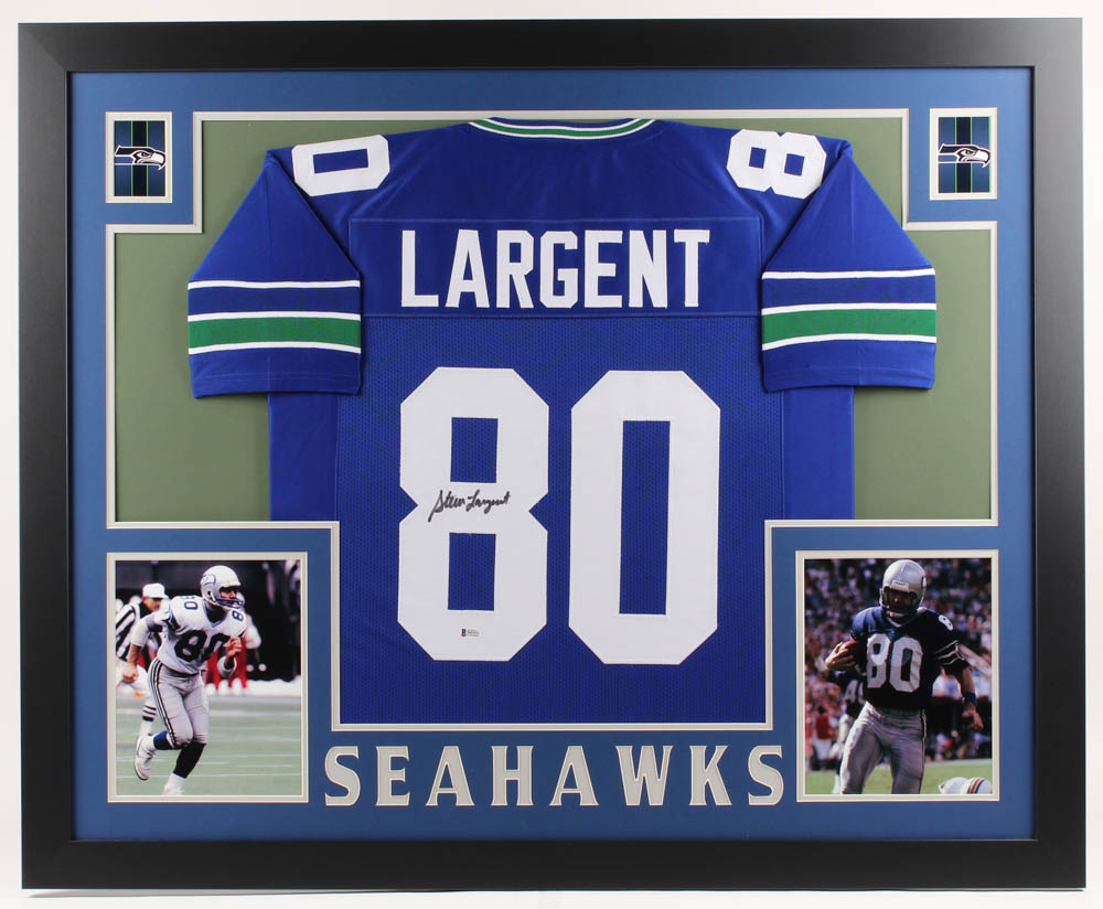 Steve Largent Signed 35x43 Custom Framed Jersey (Beckett COA) at PristineAuction.com Steve Largent Signed 35x43 Custom Framed Jersey (Beckett COA) at PristineAuction.com