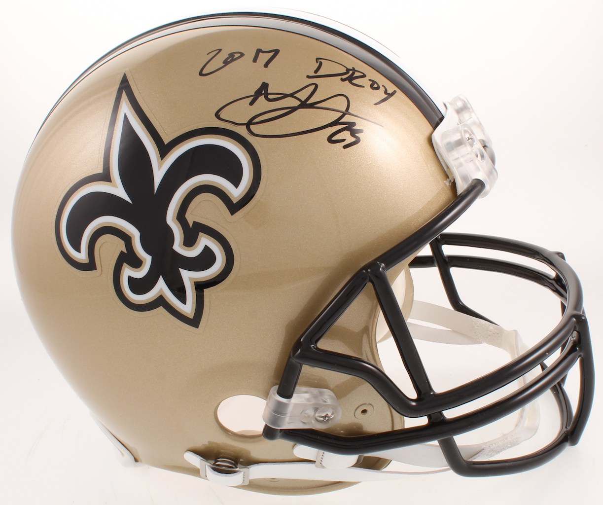 Marshon Lattimore Signed Saints Full-Size Authentic On-field Helmet Inscribed "2017 DROY" (Radtke COA) at PristineAuction.com Marshon Lattimore Signed Saints Full-Size Authentic On-field Helmet Inscribed "2017 DROY" (Radtke COA) at PristineAuction.com