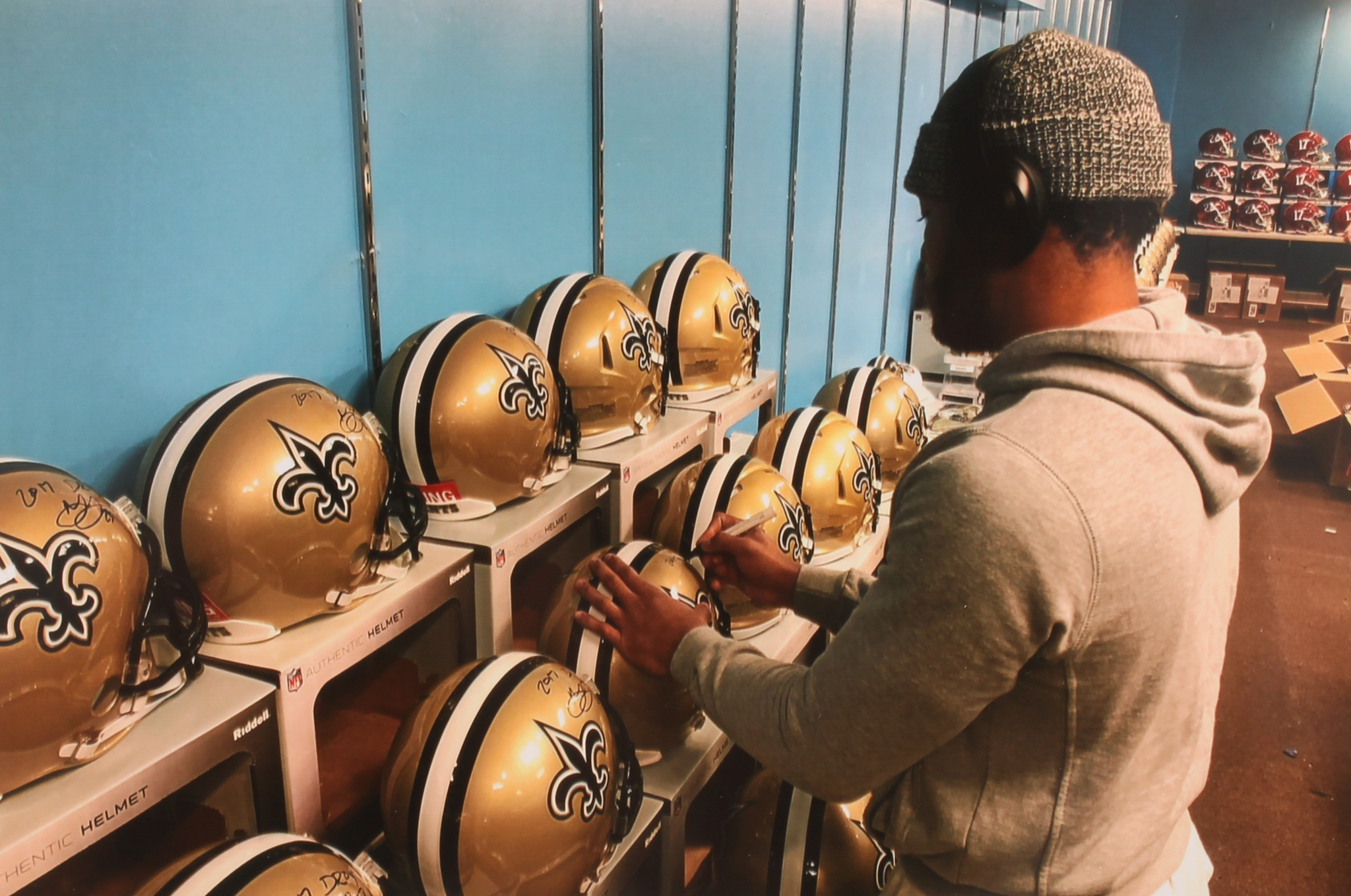 Marshon Lattimore Signed Saints Full-Size Authentic On-field Helmet Inscribed "2017 DROY" (Radtke COA) at PristineAuction.com Marshon Lattimore Signed Saints Full-Size Authentic On-field Helmet Inscribed "2017 DROY" (Radtke COA) at PristineAuction.com