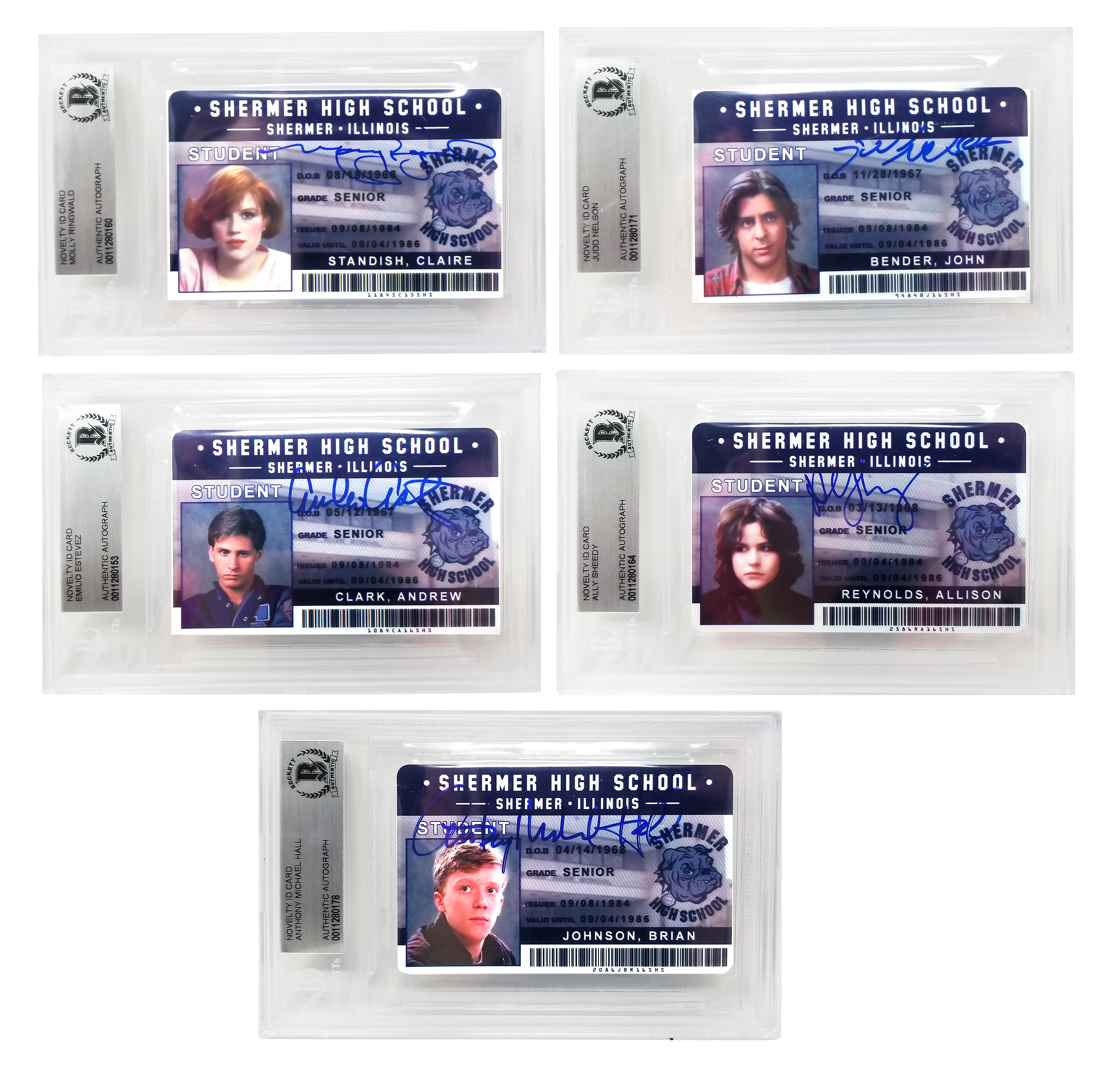 Lot of (5) "The Breakfast Club" Signed Shermer High School ID Cards ...