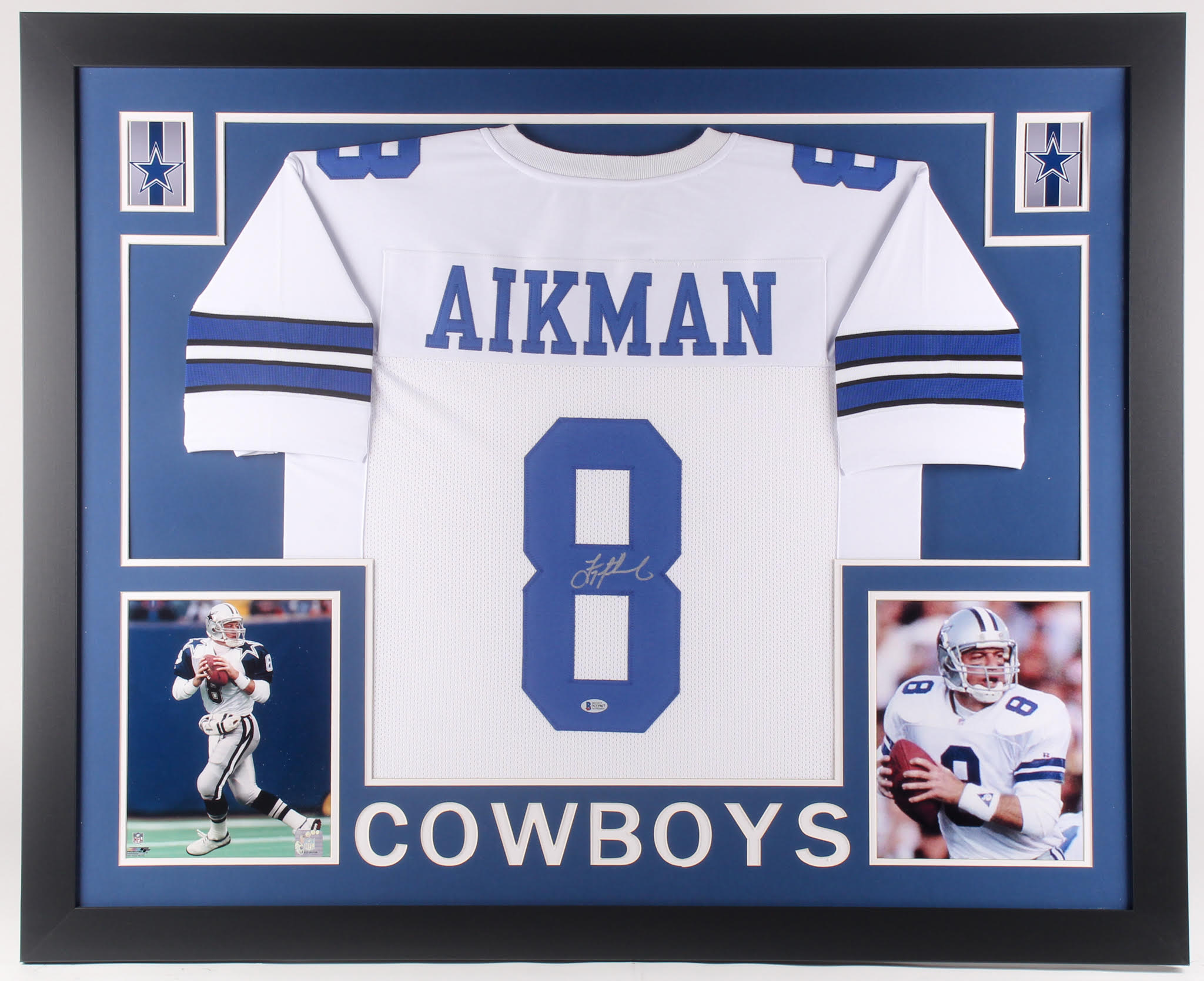 Troy Aikman Signed Dallas Cowboys 35x43 Custom Framed Jersey (Beckett COA) at PristineAuction.com Troy Aikman Signed Dallas Cowboys 35x43 Custom Framed Jersey (Beckett COA) at PristineAuction.com