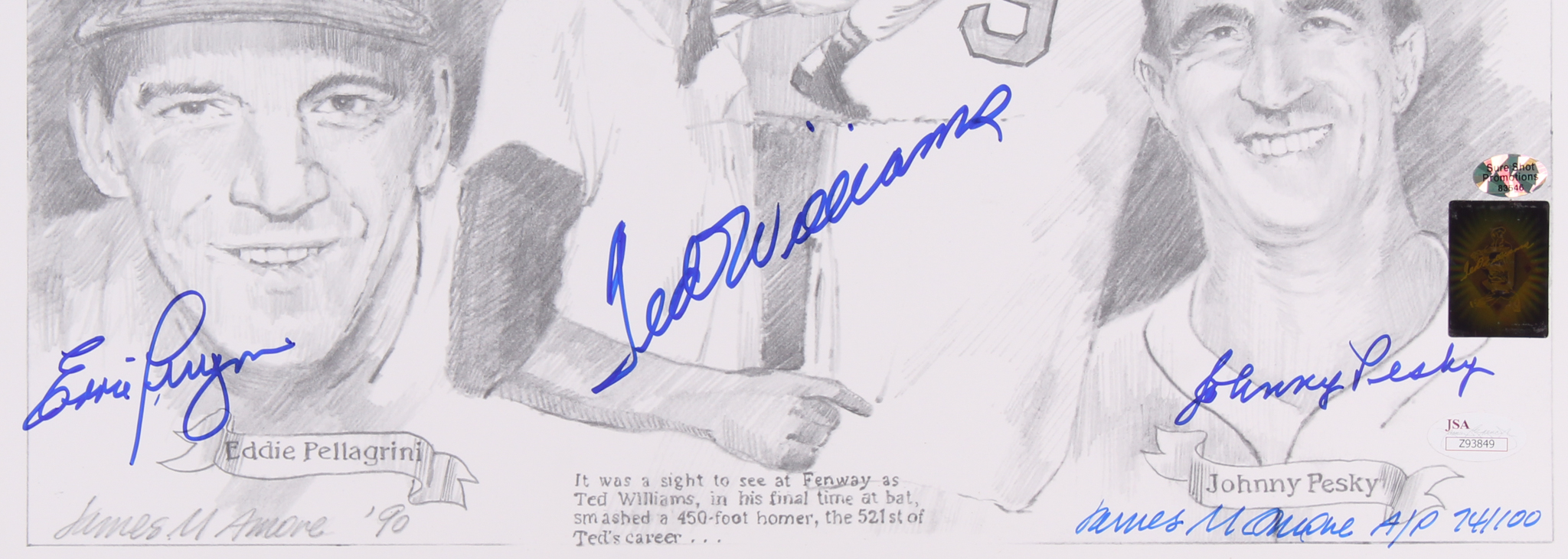 Red Sox LE "Ted Williams and Friends" 16x20 Lithograph Signed by (5) with Ted Williams, Bobby Doerr, Dom DiMaggio, Johnny Pesky, & Eddie Pellagrini (PSA LOA) at PristineAuction.com Red Sox LE "Ted Williams and Friends" 16x20 Lithograph Signed by (5) with Ted Williams, Bobby Doerr, Dom DiMaggio, Johnny Pesky, & Eddie Pellagrini (PSA LOA) at PristineAuction.com